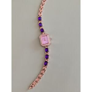 Preowned French Inspired Dainty Gold Tone Women's Watch 7.5in Working